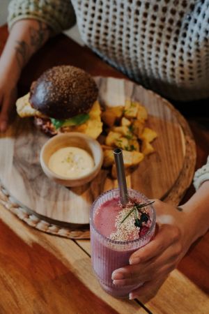 Berries Shake at Aguacate Veggie Bar in Oaxaca