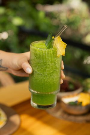 jugo verde at Aguacate Veggie Bar in Oaxaca