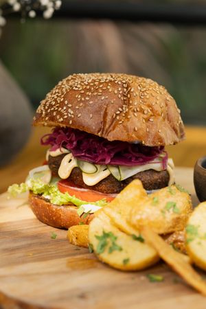hamburguesa at Aguacate Veggie Bar in Oaxaca