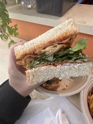 yuba sandwich… it’s a lot of bread — maybe too much for some, but i thought it balanced well with the filling   at Sunday C&C Eatery in New York City