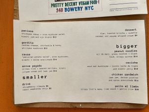 Menu in August 2024 at Sunday C&C Eatery in New York City