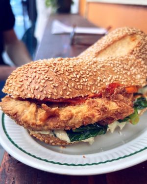 Fried chick'n sandwich  at Sunday C&C Eatery in New York City