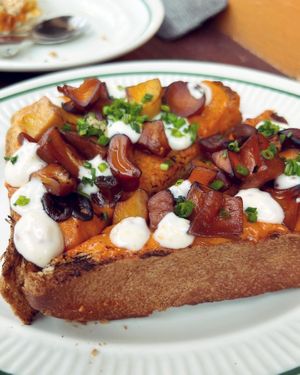 Romesco toast  at Sunday C&C Eatery in New York City