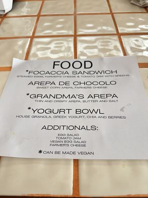 Initial daytime food offerings, 1 week into reopening - no longer vegan, but vegetarian (serves eggs and cheese, not all baked items are vegan)   at Sunday C&C Eatery in New York City