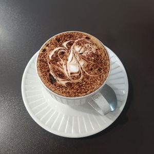 Almond cappuccino - fruity and tasty!!!!! at Larder & Thyme in Ferntree Gully