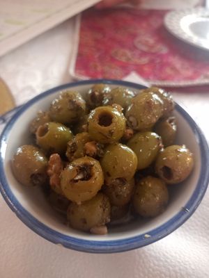 Olives in walnut marinade at Safran Vienna in Vienna