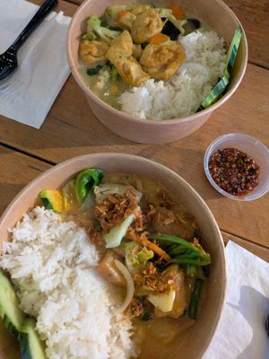 Massaman curry and green Thai curry at Thai Kitchen Sheffield in Sheffield