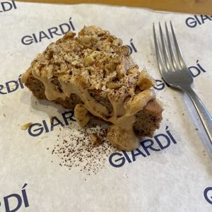 Walnut cake with homemade limoncello cream topping  at GIARDÍ  in Milan