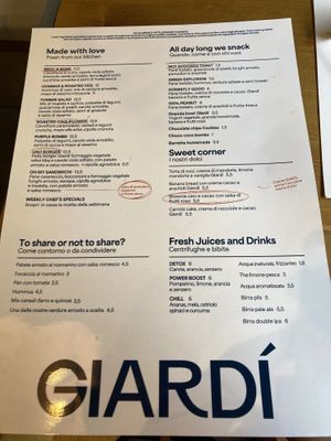Menu  at GIARDÍ  in Milan