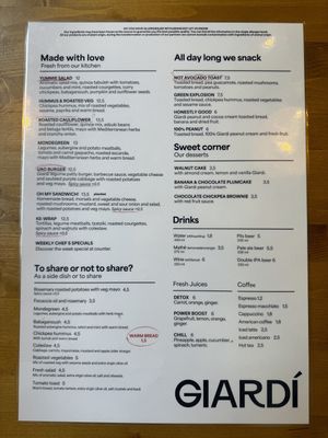 Menu   at GIARDÍ  in Milan