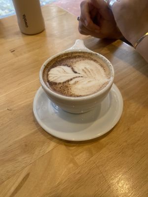Pumpkin spice latte with oat milk   at Cure Coffeehouse in Norfolk