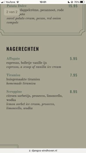 Scroppino could be vegan? Ask staff  at Django's in Eindhoven