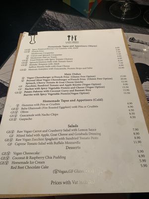 Food menu  at Lady Green Bio-Vegetarian Restaurant in Sitges