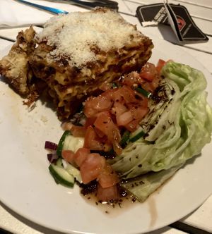 Vegan lasagna  with house salad   at Mama B's in Chippendale