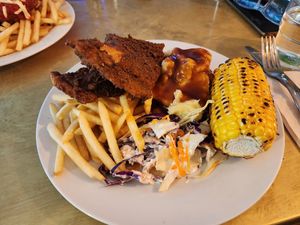 Fried chicken plate at Mama B's in Chippendale