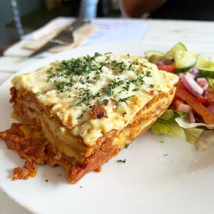 Traditional vegan lasagna.   at Mama B's in Chippendale