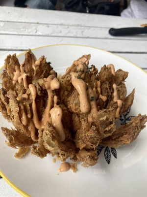 Blooming onionns #Veganuary at Mama B's in Chippendale