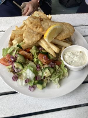 Fish, chips and salad #Veganuary at Mama B's in Chippendale