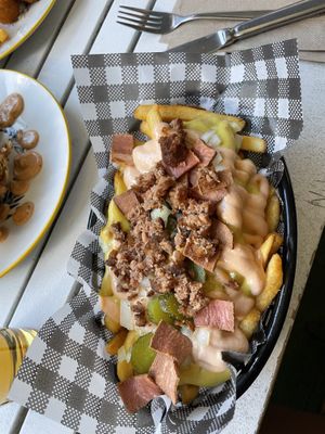 Cheeseburger loaded friess  at Mama B's in Chippendale