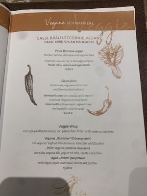 Vegan menu  at Gassl Bräu in Klausen