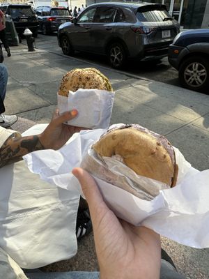 Vegan tofu cream cheese +blueberry   at Baz Bagel in New York City