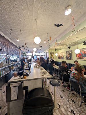 Cute dining room at Baz Bagel in New York City