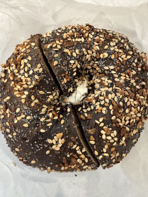 Pumpernickel everything   at Baz Bagel in New York City