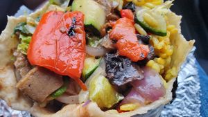 Seitan mixed veggie burrito at Bueno Y Sano in Acton