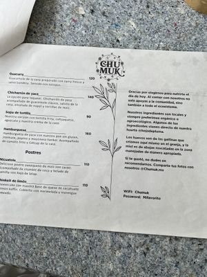 Menu  at Chumuk in Bucerias