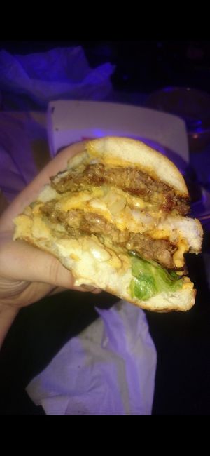 Big Mock burger with Beyond patties. at Lord of the Fries in Fitzroy