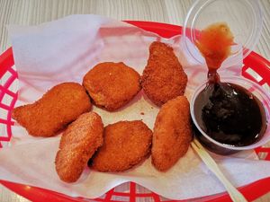 Chick'n Nuggets and BBQ sauce at Lord of the Fries in Fitzroy