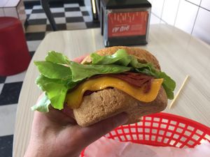 Parma Burger (on wholemeal, with lettuce) at Lord of the Fries in Fitzroy
