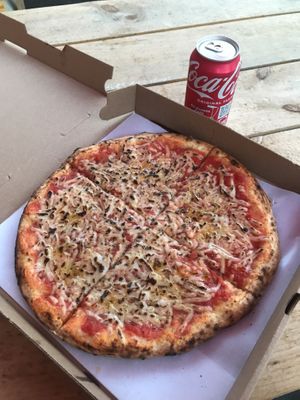 Vegan cheese personal pizza   at Josies Pizza Bar in Glen Cove