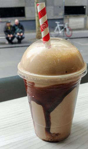 Choc peanut butter shake at Lord of the Fries - Swanston St in Melbourne