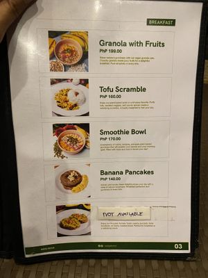 Breakfast options  at Vedge Bohol in Panglao