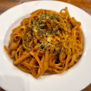 Chickpea Pasta: pasta with cheakpea, tomato, peanut butter at Vedge Bohol in Panglao