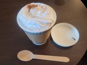 Apple Pie Latte with Oat Milk + Soya Cream (Takeaway) at The Jester's Tower in Conwy