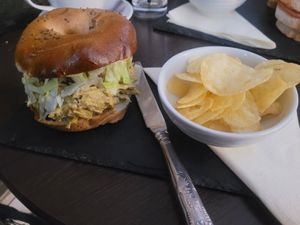 Vegan Coronation Bagel at The Jester's Tower in Conwy