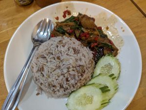 Ka prow duck at Suankrua Organic Food in Surat Thani