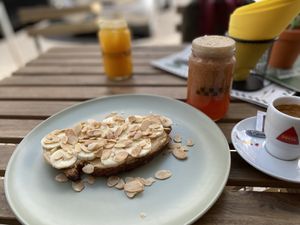 Peanut butter banana bread 😋  at Fresco in Lisbon