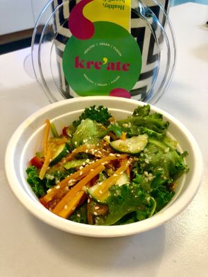 Green salad with miso and ginger  at Kreate Vegan Fusion in Dubai