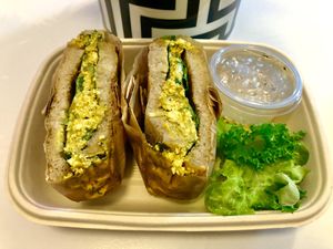 Egg sandwich on sourdough   at Kreate Vegan Fusion in Dubai