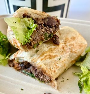 Chorizo wrap with cashew fennel sauce at Kreate Vegan Fusion in Dubai