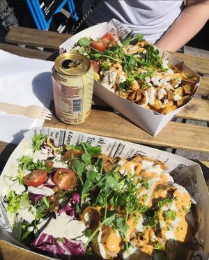 Vöner with frenchfries  at Vegan Food Box in Helsinki