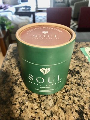 Truffle and pistachio truckle   at SOUL Vegan Cheese in Dubai