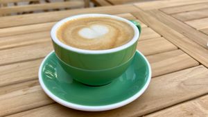 Saffron lattee #Veganuary at Plantoholic in Dubai