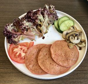Beetroot omelette with salad   at Plantoholic in Dubai