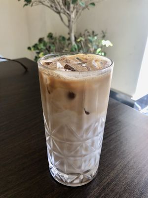 Iced oat milk latte   at Plantoholic in Dubai