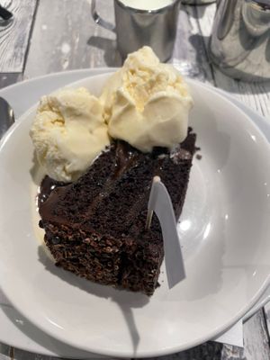 Chocolate fudge cake  at Old World Tea Rooms in Ventnor