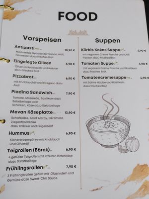 Menu at Mevan-Cafe-Bar-Lounge in Hannover